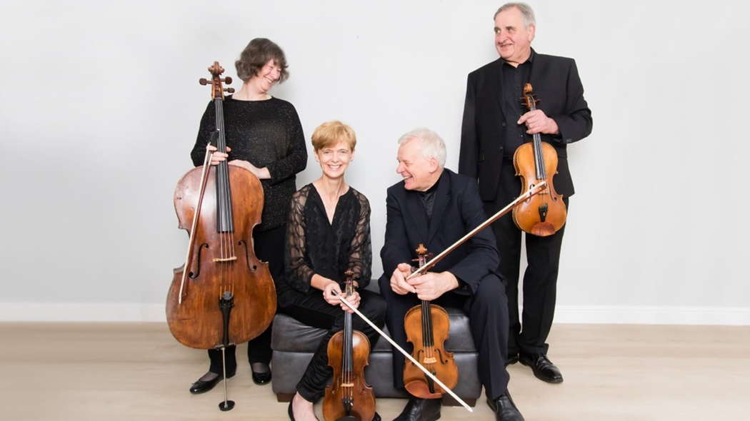 The Tedesca Quartet - from left to right: Jenny Curtis, cello, Clare Bhabra, second violin, Nick Fallowfield, first violin and Richard Muncey, viola
