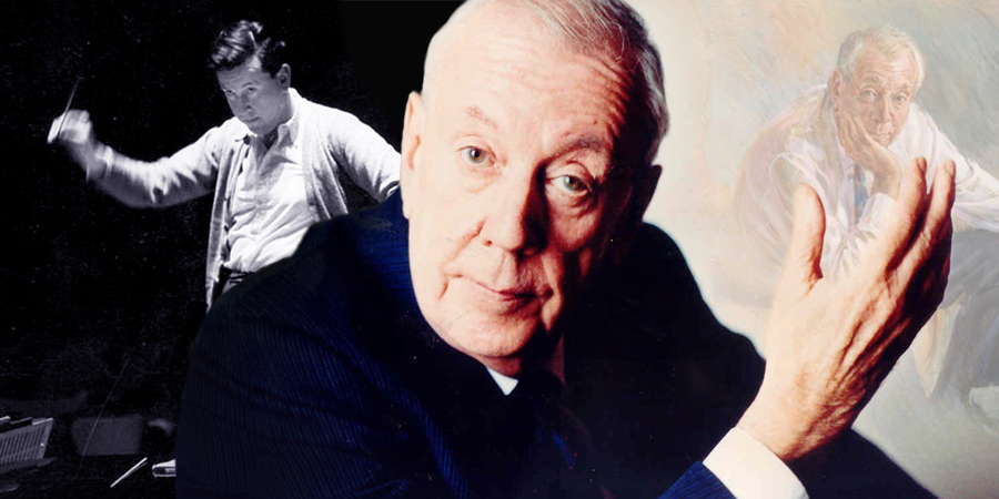 Malcolm Arnold (1921-2006). Photo montage by Wise Music. Photos © Fritz Curzon Photography and June Mendoza