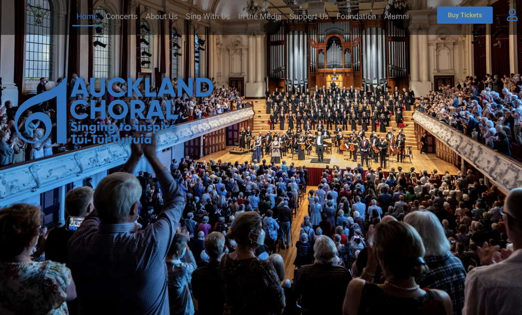 A screenshot of Auckland Choral's website