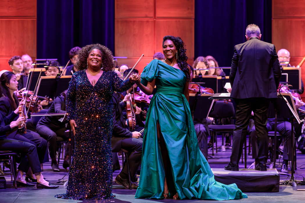 Soprano Latonia Moore (left) and mezzo J'Nai Bridges at the 'Grammy Greats Unite' concert. Photo © 2023 Karli Cadel