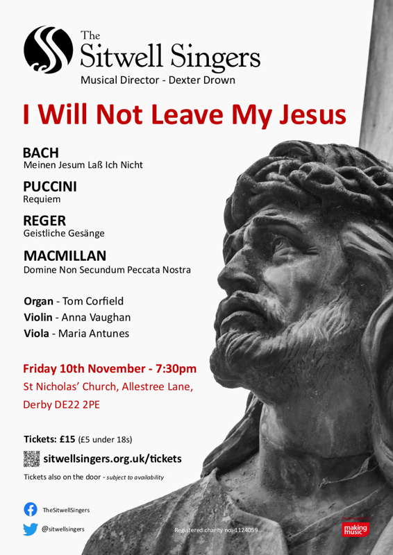 Poster for the Sitwell Singers' 10 November 2023 concert