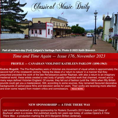 Classical Music Daily's December 2023 newsletter