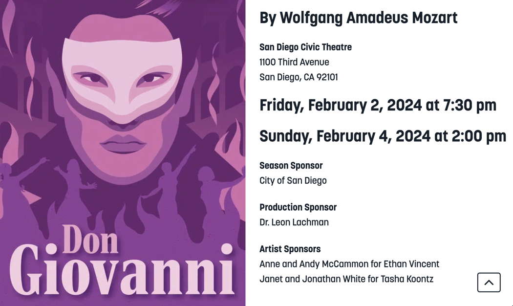 Online publicity for San Diego Opera's 'Don Giovanni'
