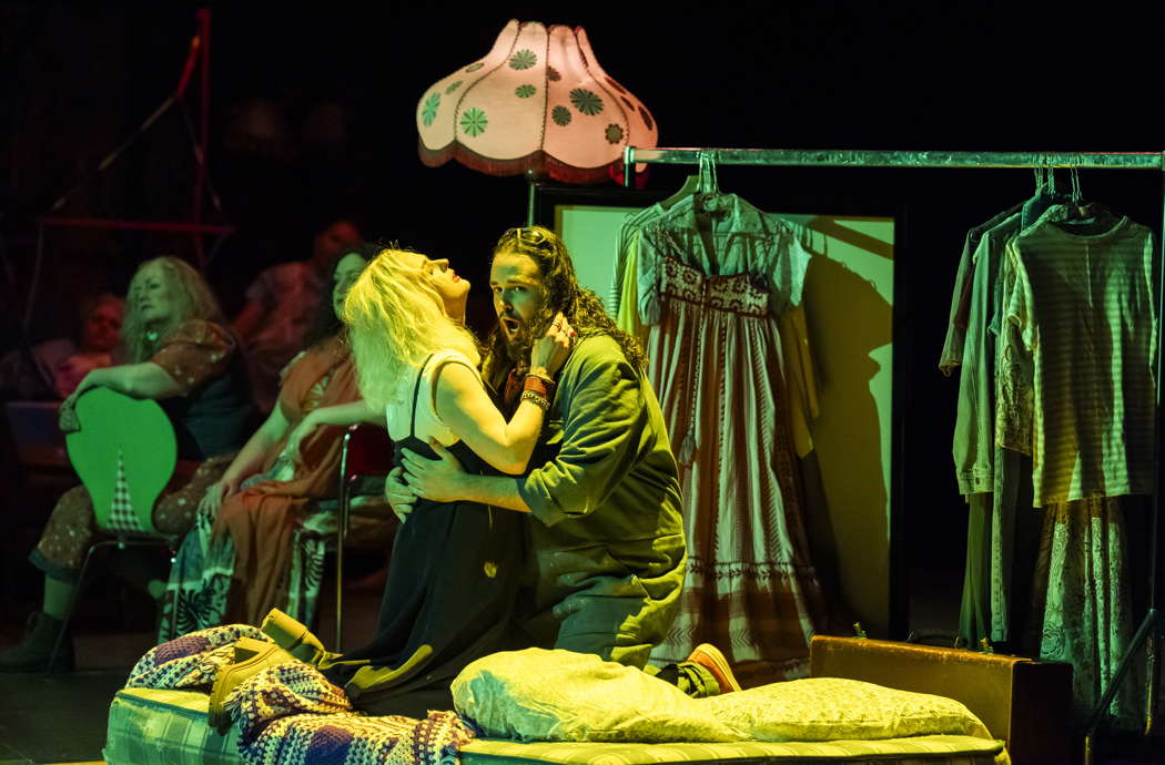 Elin Pritchard as Zemfira and Andrés Presno as her lover in Rachmaninov's 'Aleko' at Leeds Grand Theatre on 15 February 2024. Photo © 2024 Tristram Kenton