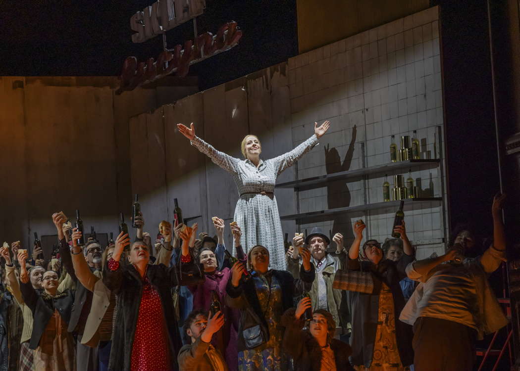 Giselle Allen as Santuzza with the Chorus of Opera North in Mascagni's 'Cavalleria Rusticana' at Leeds Grand Theatre on 15 February 2024. Photo © 2024 Tristram Kenton