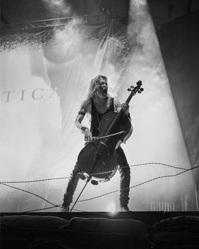 Finnish cellist, songwriter, producer and arranger Eino Matti 'Eicca' Toppinen performing in the Baltic Sea Philharmonic's 'Bright and Black'. Photo © 2022 Jaro Suffner