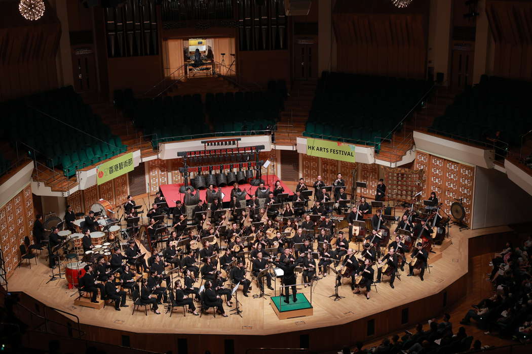 A scene from the Hong Kong Chinese Orchestra's Music about China: A Dialogue Between the Bianzhong and the Organ