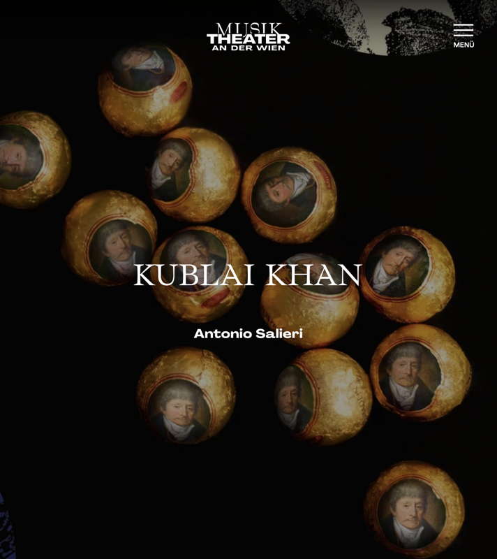 Online publicity for the first performances of Salieri's opera 'Kublai Khan'