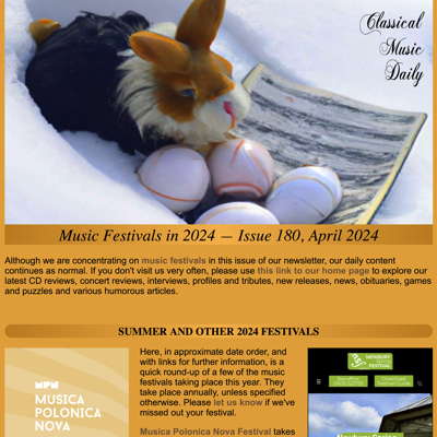 Classical Music Daily's April 2024 newsletter