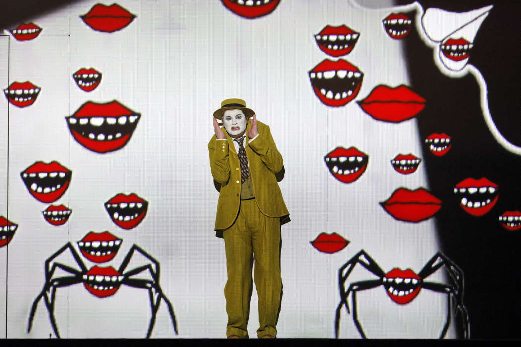 Lauri Vasar as Papageno in San Francisco Opera's production of Mozart's 'The Magic Flute'. Photo © 2024 Cory Weaver