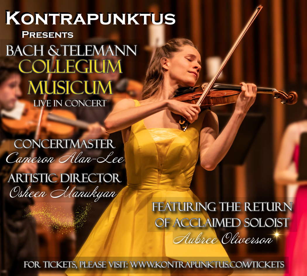 Poster for the Kontrapunktus 'Bach & Telemann: Collegium Musicum' concerts