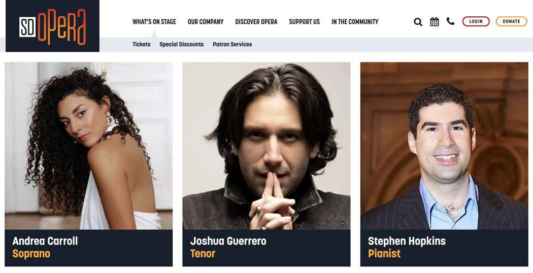 Publicity on the San Diego Opera website for this 8 June 2024 recital