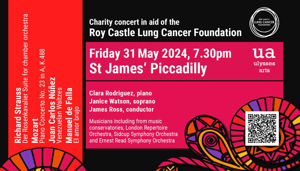 Poster for the 31 May 2024 charity concert in aid of the Roy Castle Lung Cancer Foundation