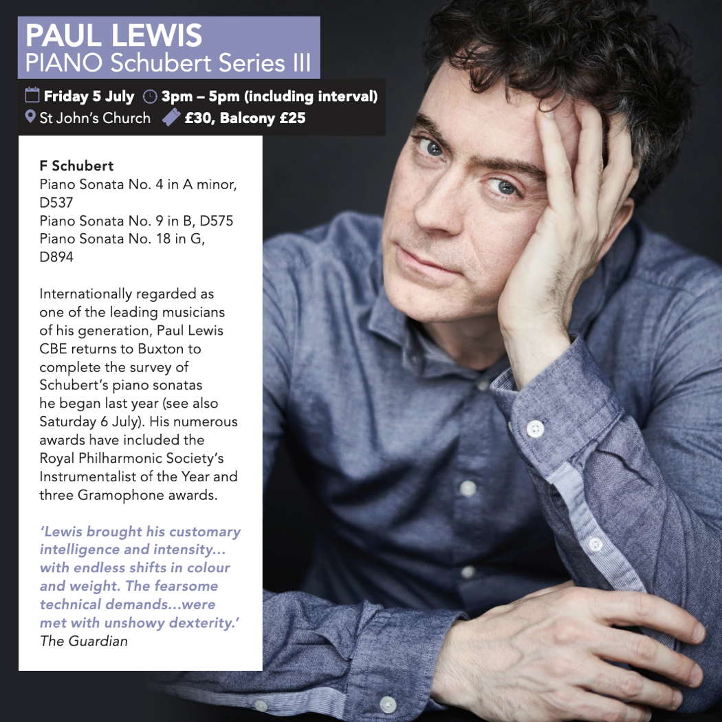 Paul Lewis Schubert Series III advertised in the 2024 Buxton Festival brochure