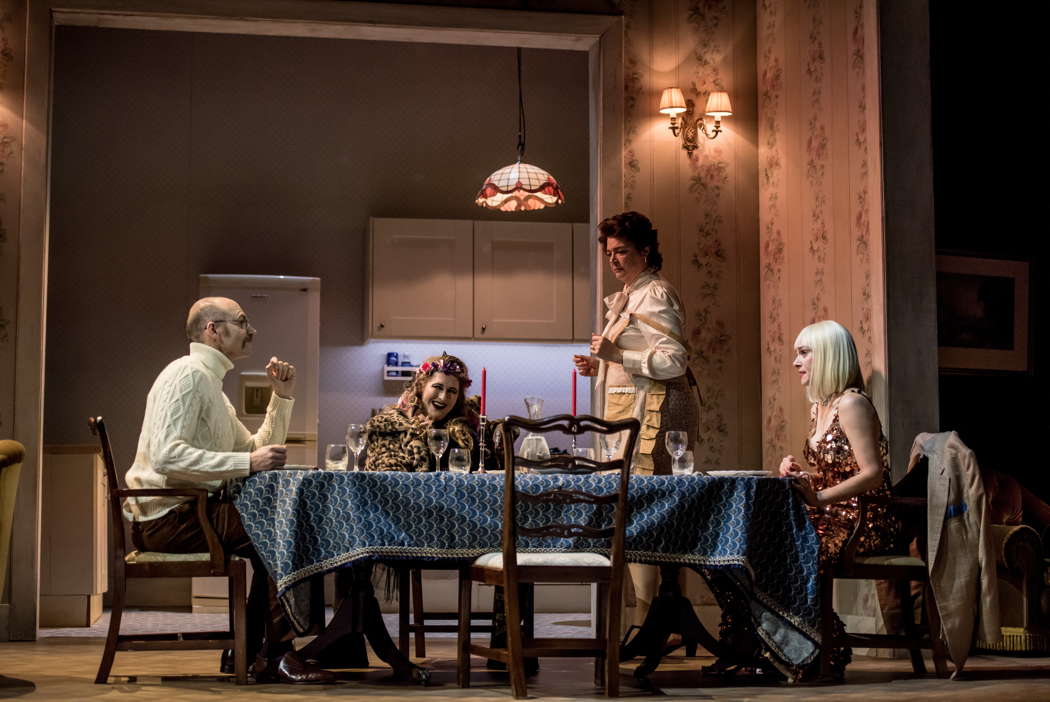From left to right: Jorge Navarro Colorado as Tempo, Hilary Cronin as Piacere, Hilary Summers as Disinganno and Anna Dennis as Bellezza in Handel's 'Il Trionfo del Tempo e del Disinganno' at the Buxton Festival. Photo © 2024 Genevieve Girling
