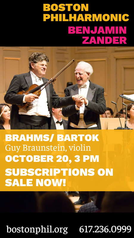 Guy Braunstein, violin; Boston Philharmonic / Benjamin Zander. Brahms/Bartók, 20 October 2024, 3pm