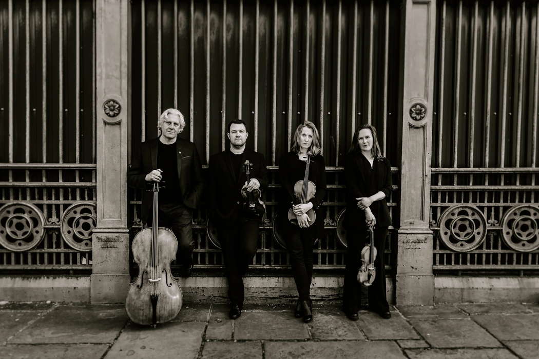 The Dante Quartet. From left to right: Richard Jenkinson, cello, Ian Watson, violin 2, Carol Ella, viola and Zoë Beyers, violin 1