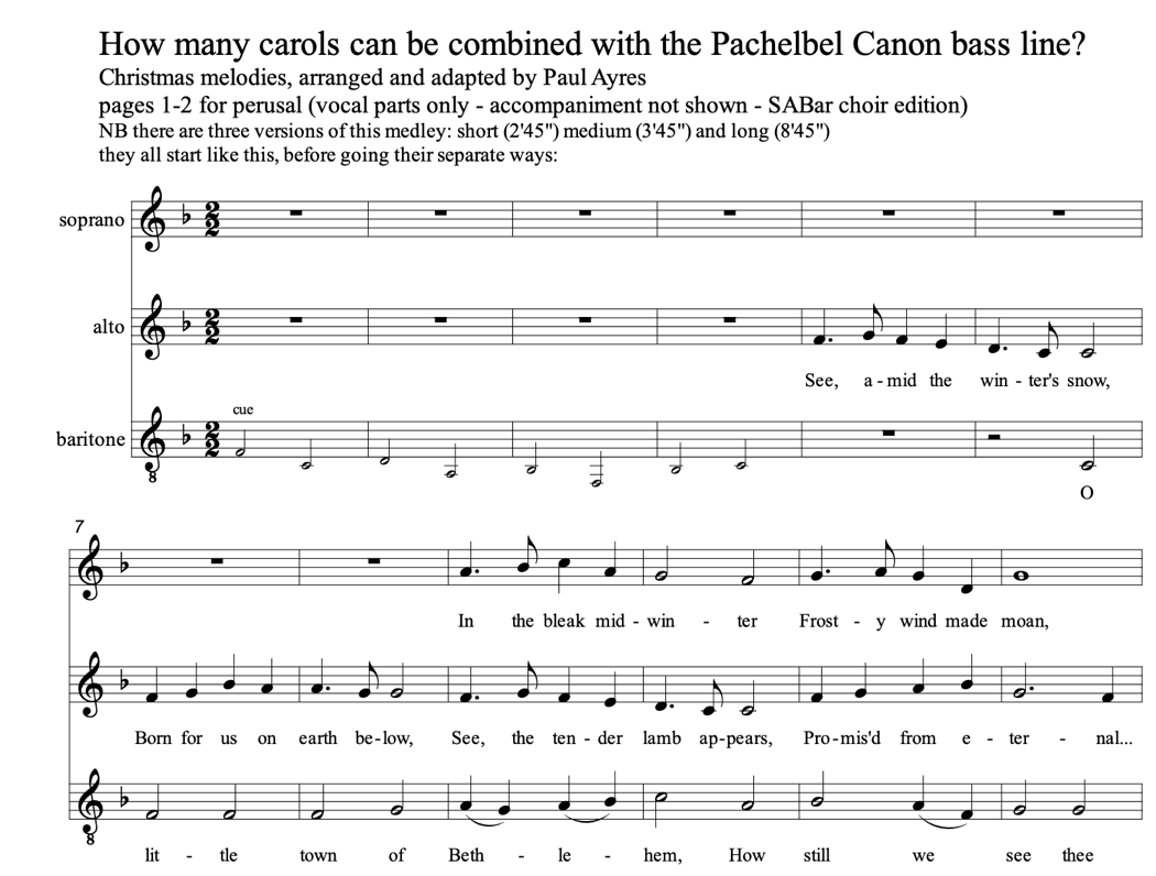 The beginning of 'How many carols?' by Paul Ayres