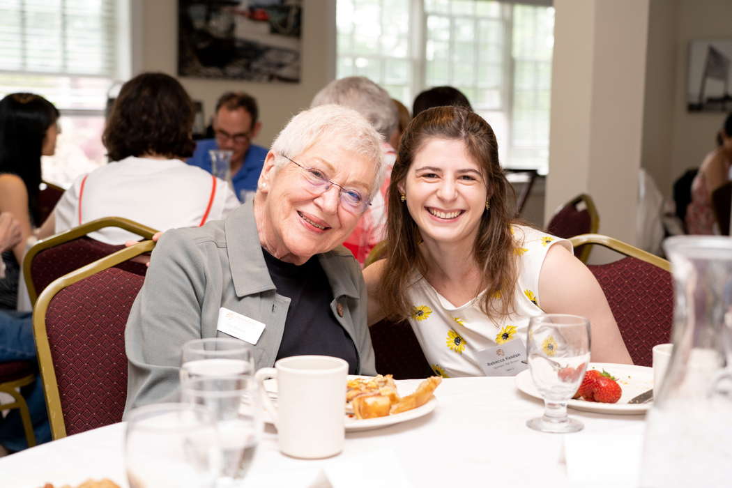 Patricia Crawford Brown (1933-2024) in 2019, with violinist Becca Kasdan, one of many festival young musicians that she sponsored over the years