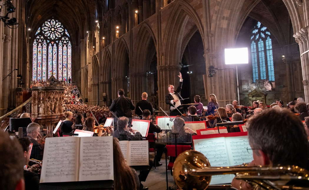The festival's thrilling climax - Adrian Partington conducts Elgar's oratorio 'The Kingdom', with all four soloists and the Philharmonia Orchestra. Photo © 2024 Dale Hodgetts