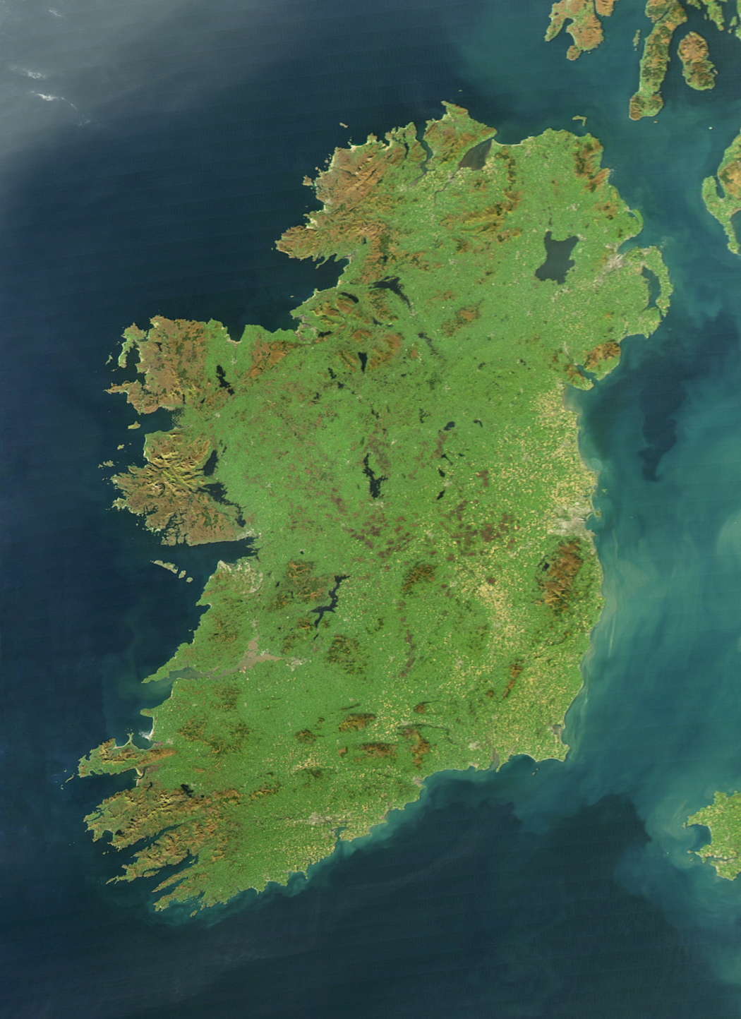 A NASA satellite image of Ireland in October 2010