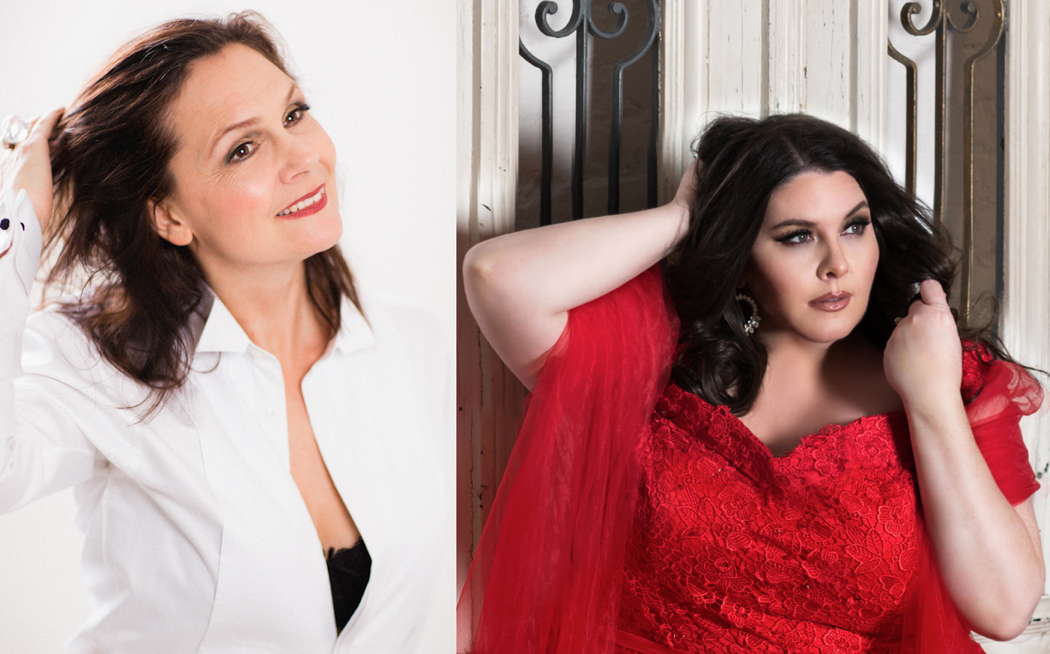 Swedish mezzo Anna Larsson (left, born 1966, photo © 2012 Anna Thorbjörnsson) and American soprano Angela Meade (born 1977, photo © 2016 Fay Fox)