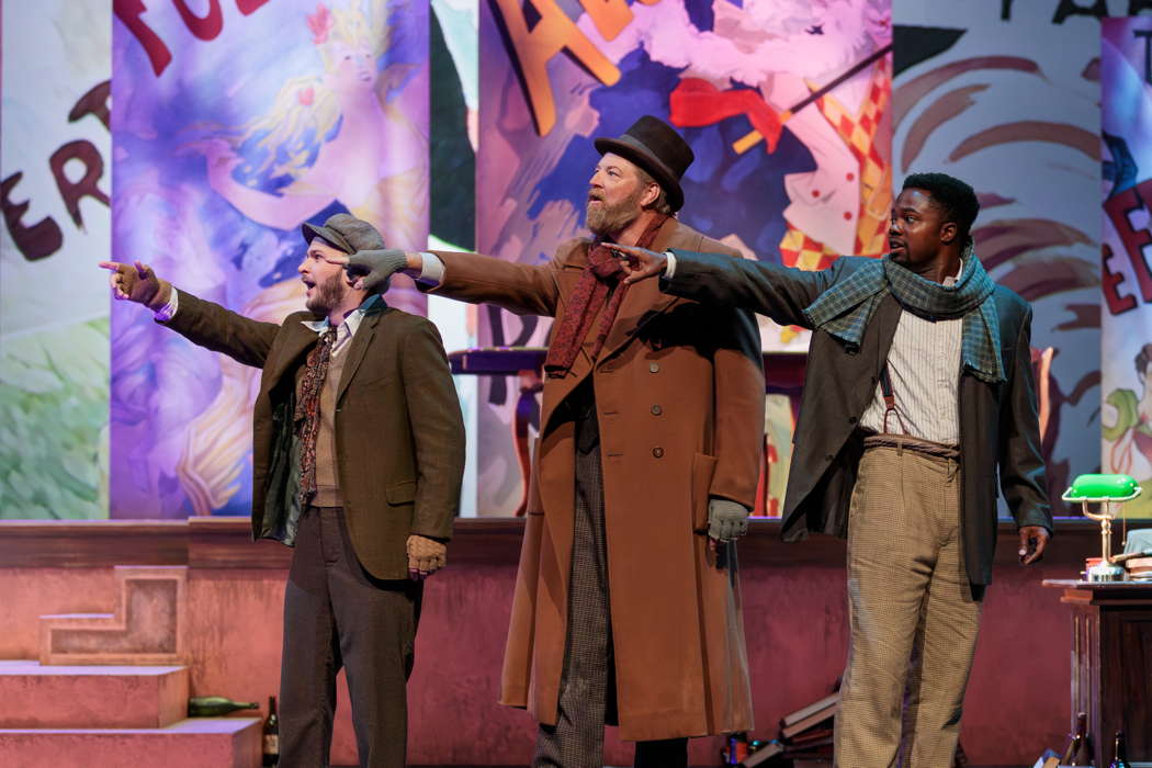 From left to right: Søren Pedersen as Schaunard, Harold Wilson as Colline and Leroy Davis as Marcello. Photo © 2024 Karli Cadel