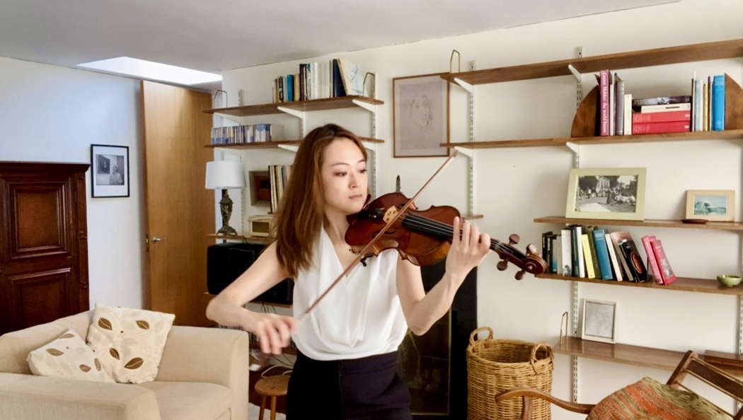 Violinist Midori Komachi playing at Imogen Holst's house. Photo courtesy of Britten Pears Arts