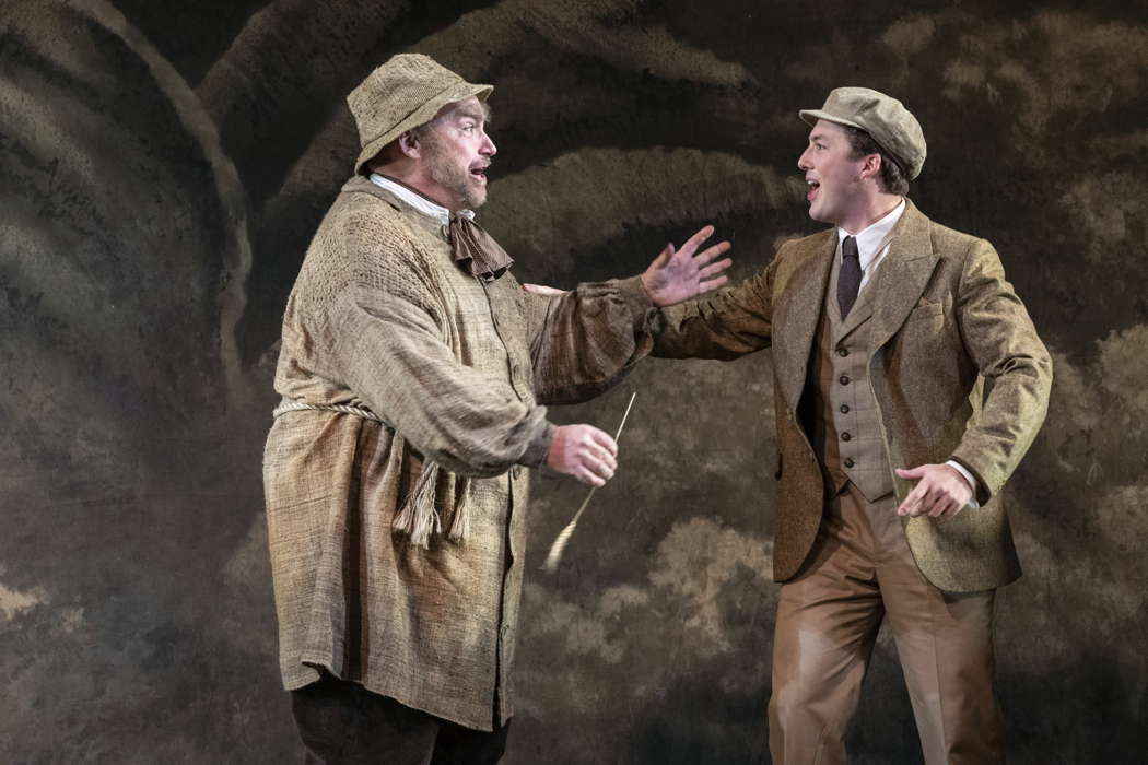 Henry Waddington as Old Adam Goodheart and Dominic Sedgwick as Robin Oakapple in Opera North's production of Gilbert & Sullivan's comic opera 'Ruddigore'. Photo © 2024 Richard H Smith