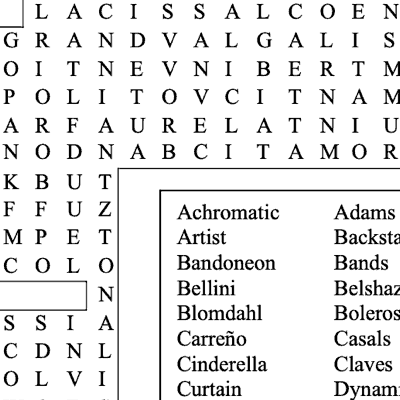 A section of the 'Neoclassical' word puzzle containing the word 'neoclassical'