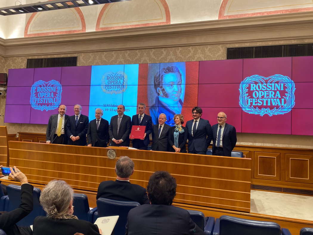 Presentation on 10 December 2024 at Sala Nassirya, Senate of the Republic, Rome, Italy, of the Rossini Opera Festival 2025
