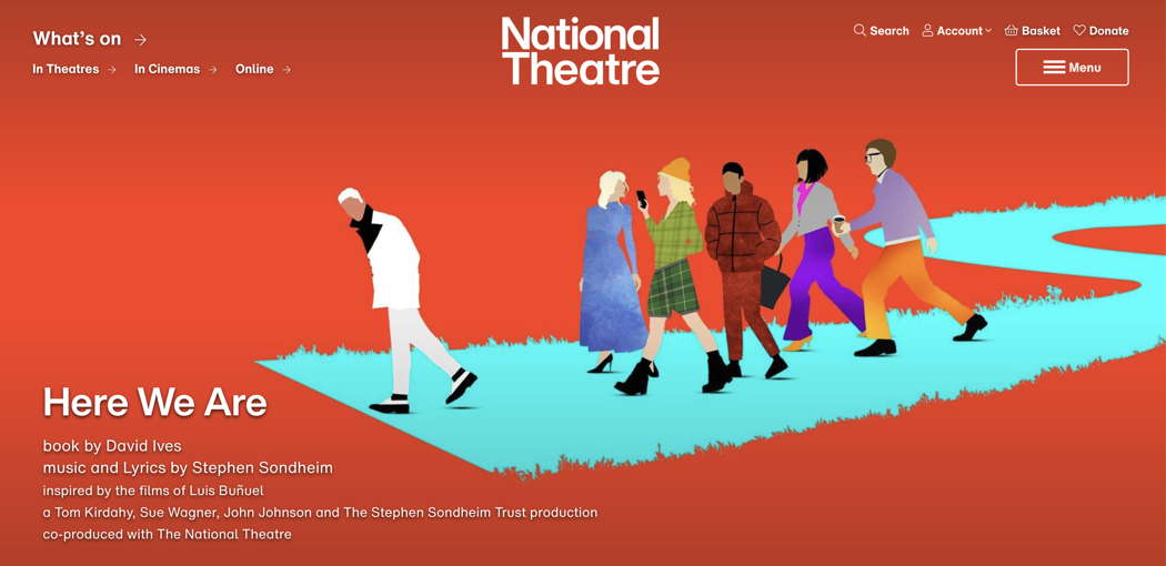 Publicity for the 2025 production of Stephen Sondheim's 'Here We Are' in London, UK