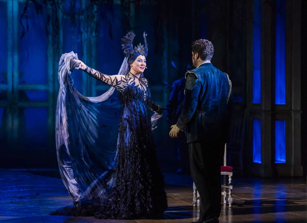 Anna Dennis as the Queen of the Night with Egor Zhuravskii as Tamino in Opera North's production of Mozart's 'The Magic Flute'. Photo © 2024 Tristram Kenton