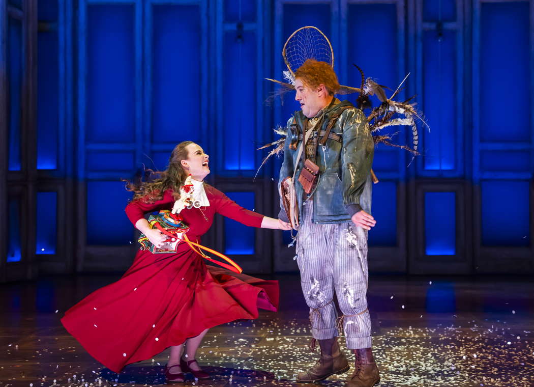 Pasquale Orchard as Papagena and Emyr Wyn Jones as Papageno in Opera North's production of Mozart's 'The Magic Flute'. Photo © 2024 Tristram Kenton