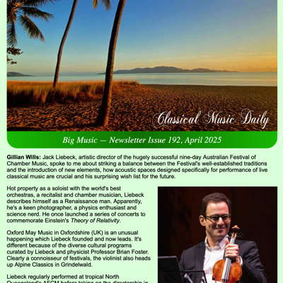 Classical Music Daily's April 2025 newsletter