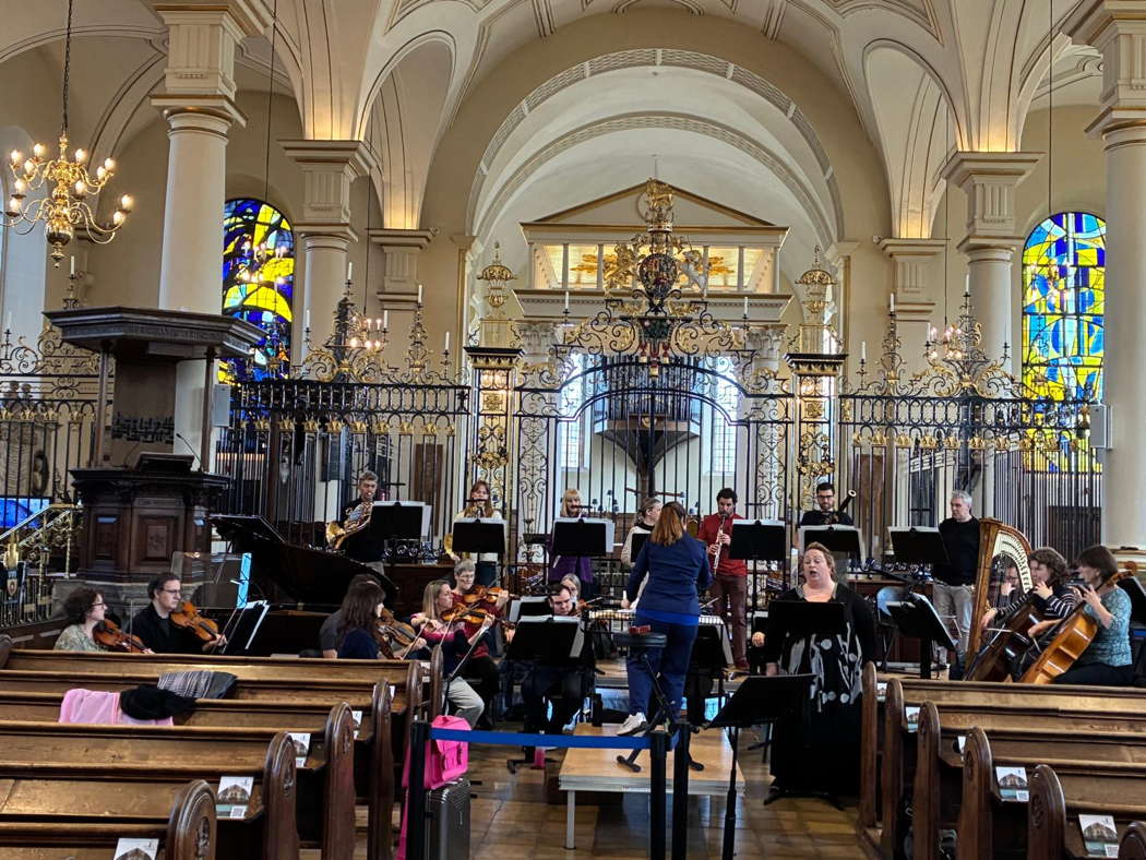 Sinfonia Viva with Helena Dix and Olivia Clarke rehearsing in Derby Cathedral for their American Odyssey concert on 26 March 2025