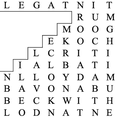 A section of the 'Blackout' word puzzle containing the word 'blackout'