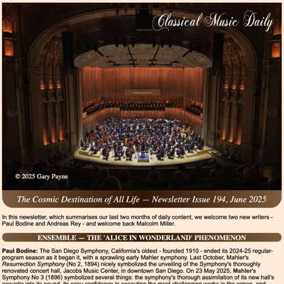 Classical Music Daily's June 2025 newsletter